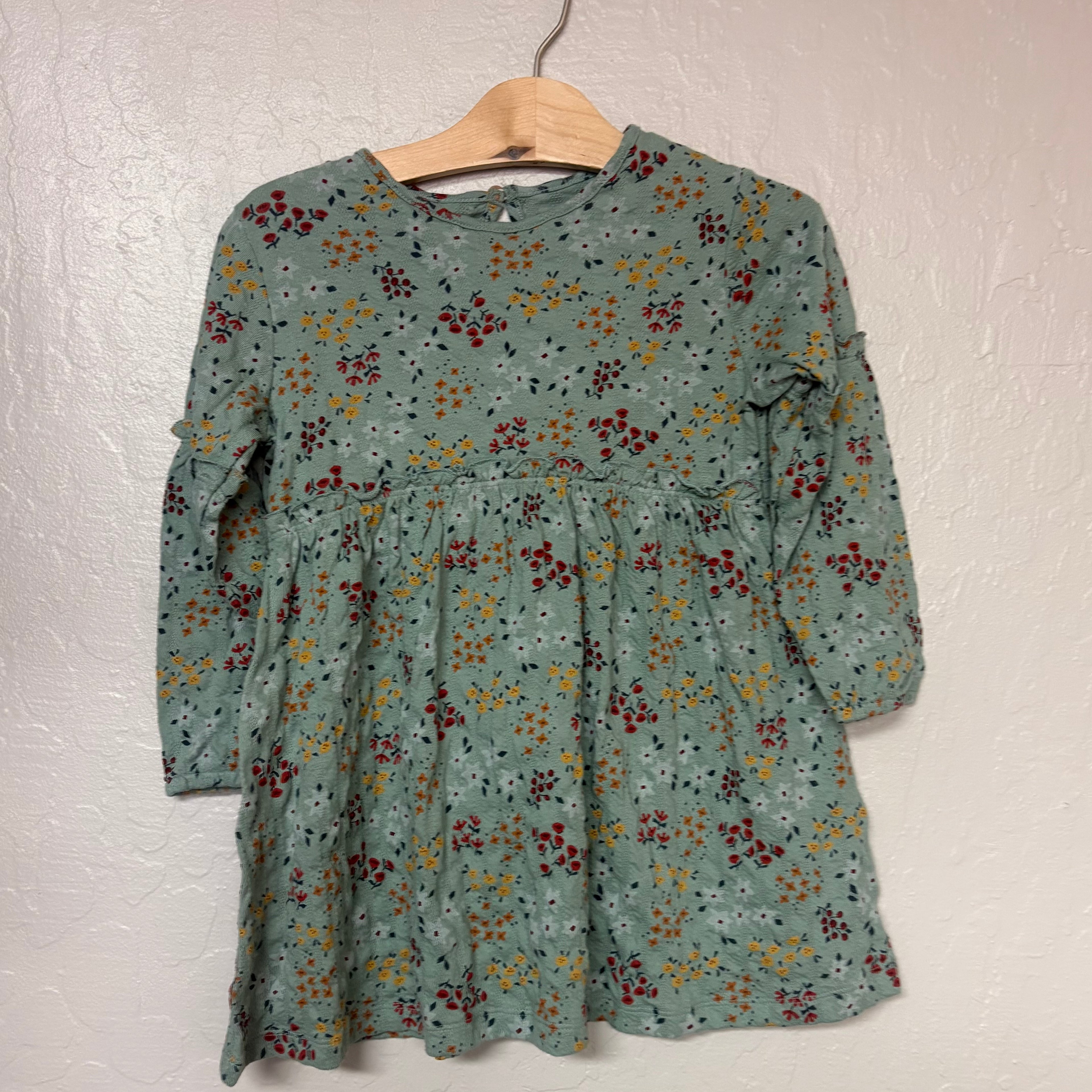 little co. green floral dress 4Y