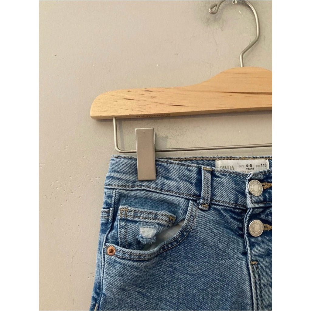 zara girls jeans high waist uneven hem 4-5Y