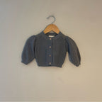 quincy mae blue gray pointelle cardigan 0-3M