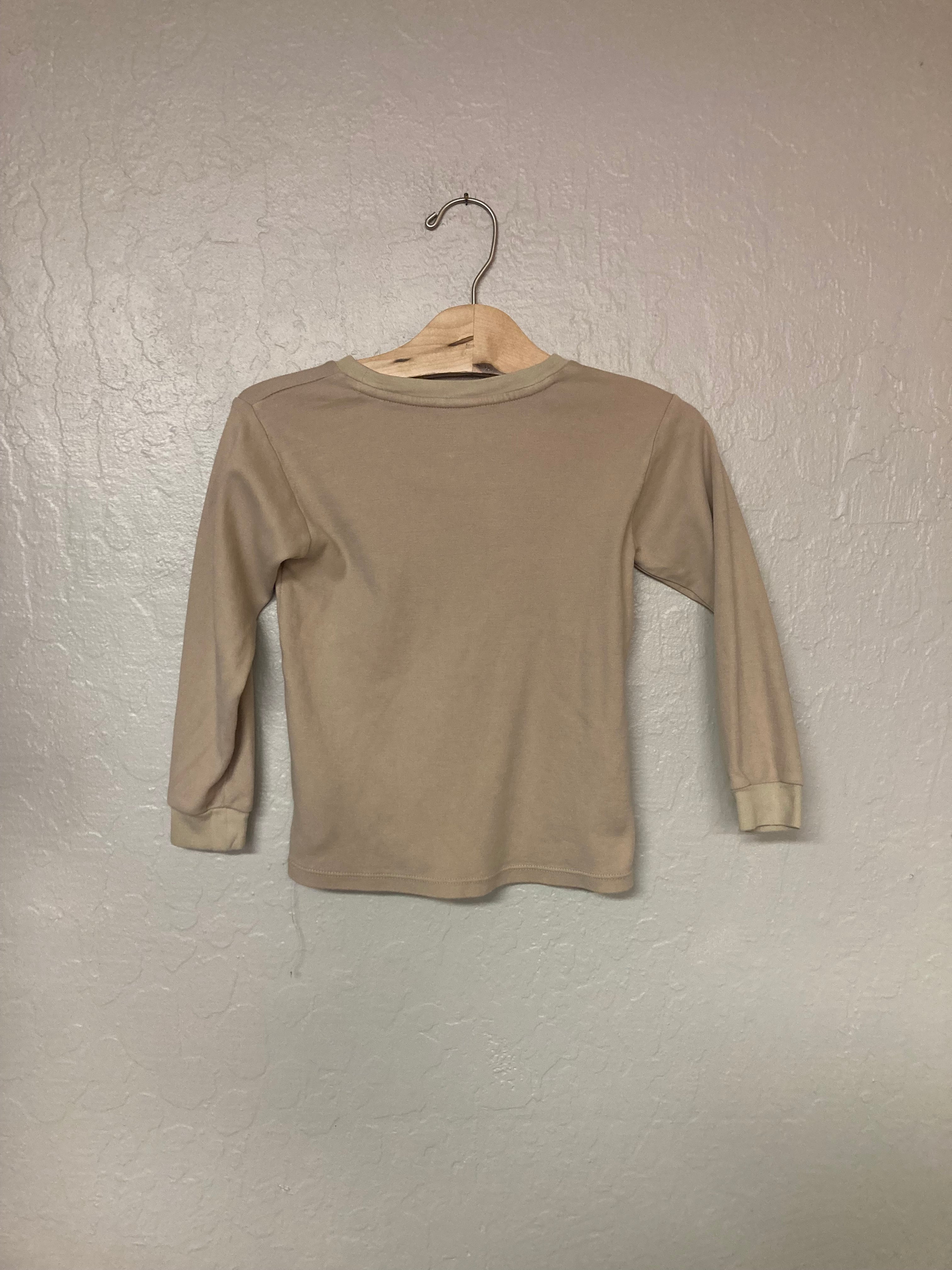 wild wawa long-sleeve tan tee 3-4Y