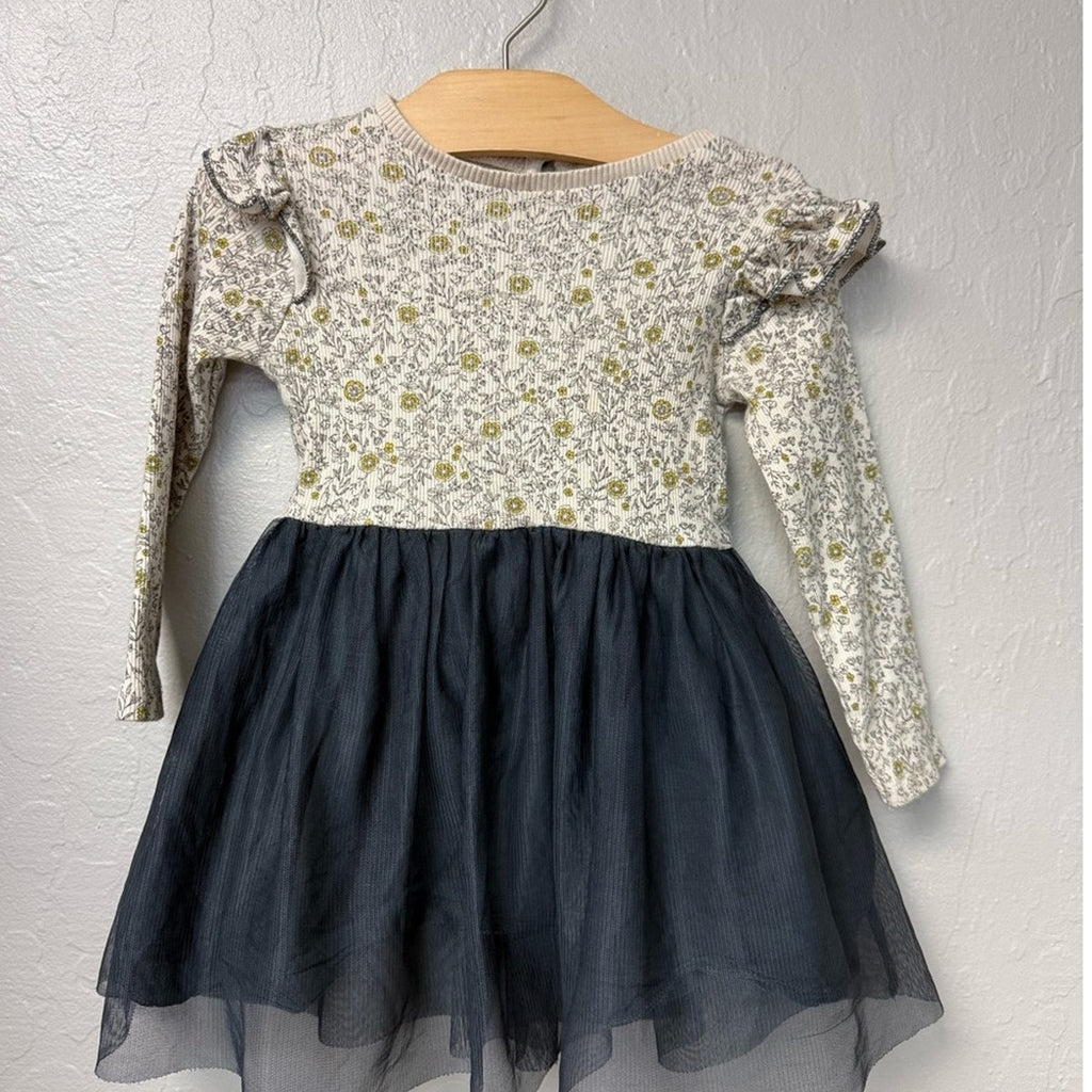 zara girls' combo dress floral tulle 2-3Y