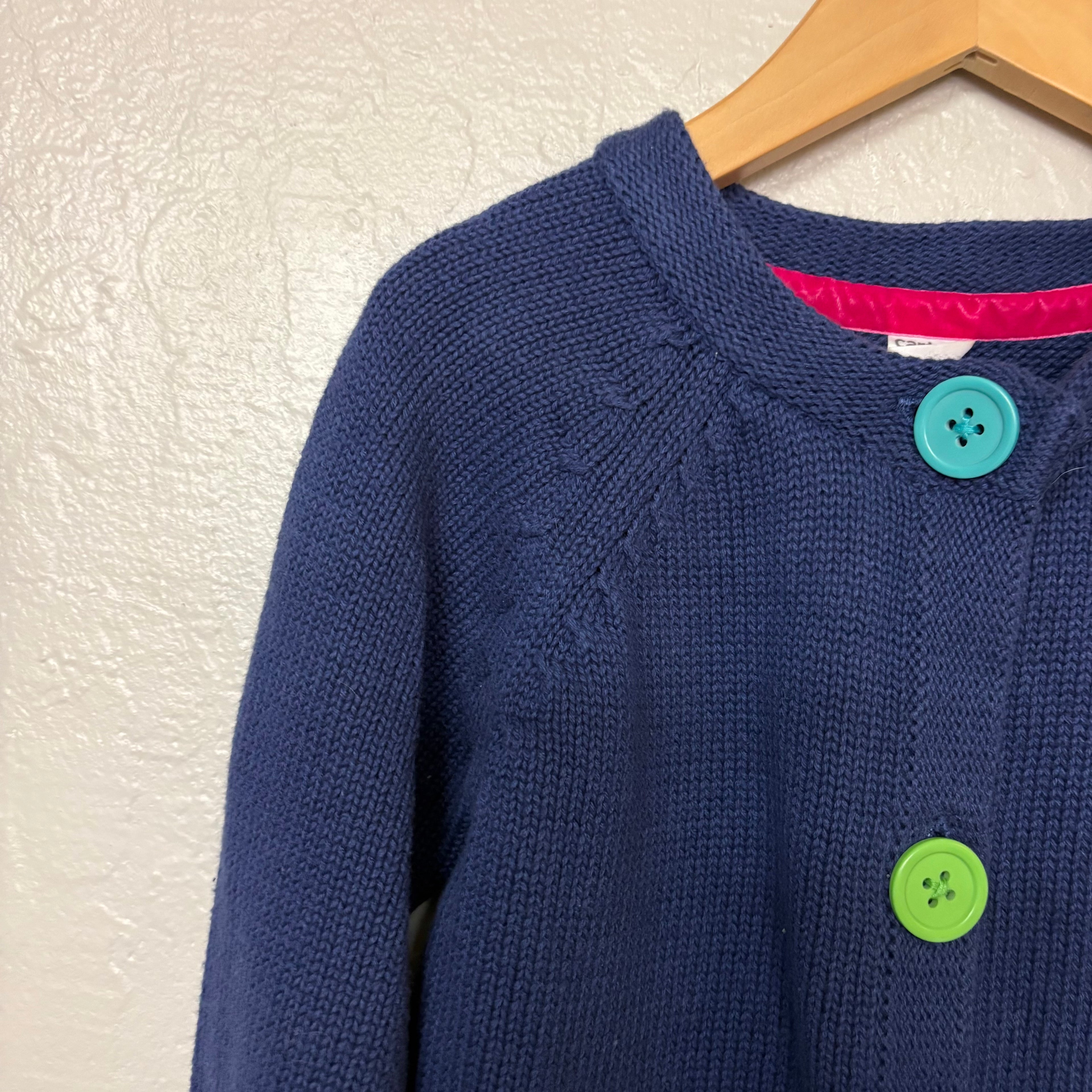carter’s blue cardigan with colorful buttons 4Y