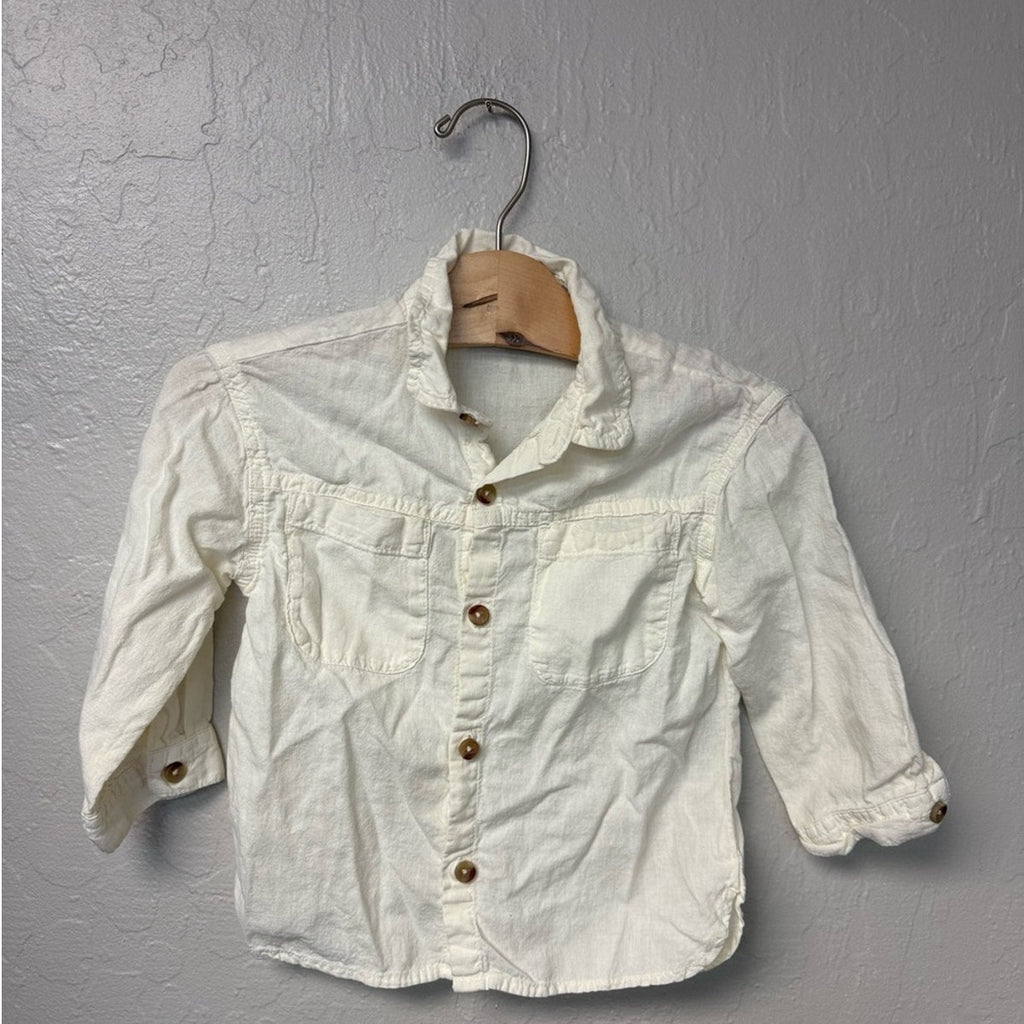 zara boys' linen cotton cream shirt 2-3Y