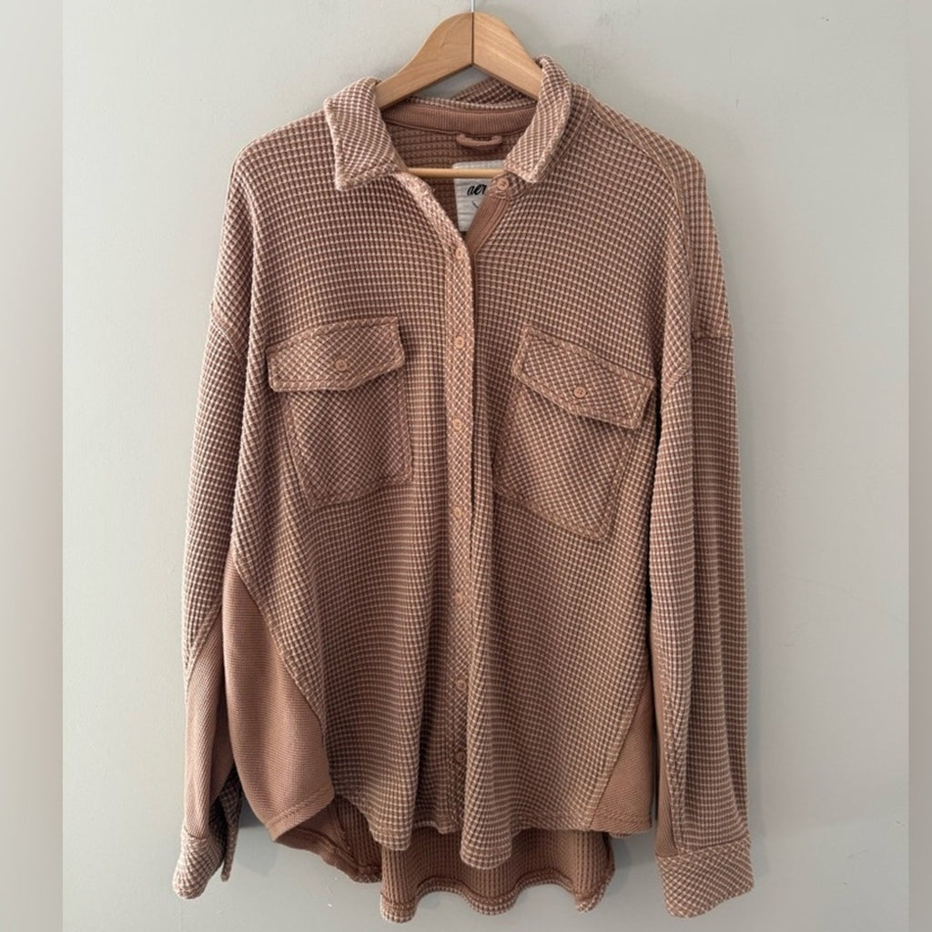 aerie tan shacket LARGE