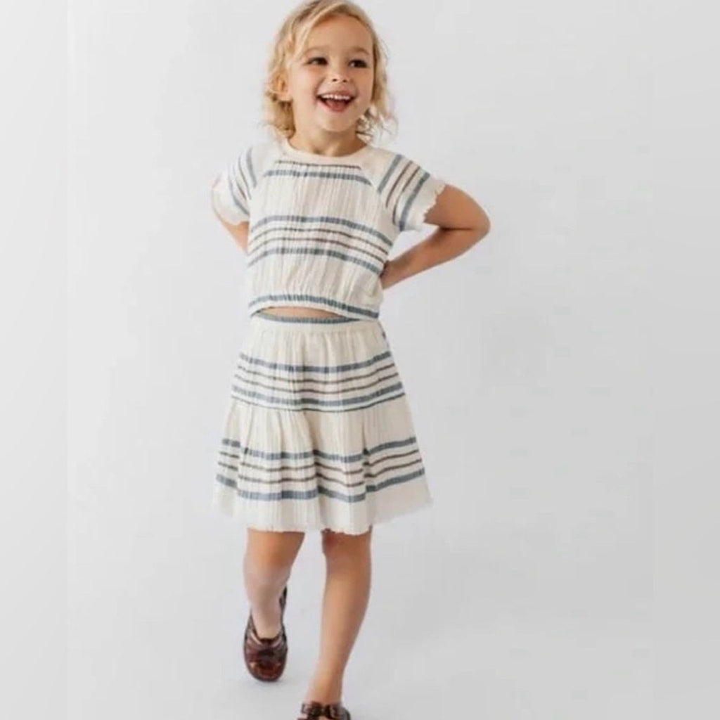 zara girls' muslin stripe skirt set 3-4Y