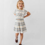 zara girls' muslin stripe skirt set 3-4Y