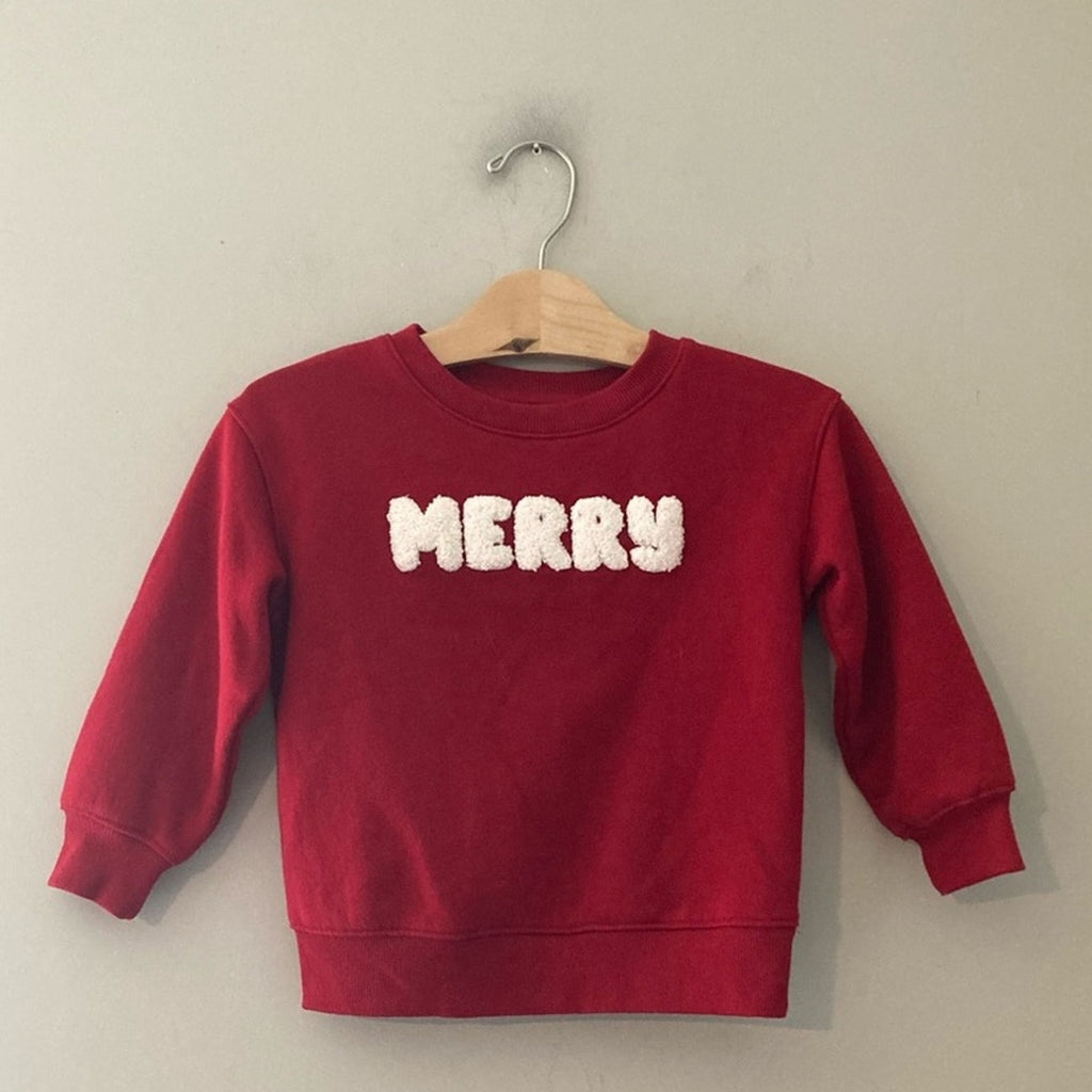 cat & jack red merry sweatshirt 3T