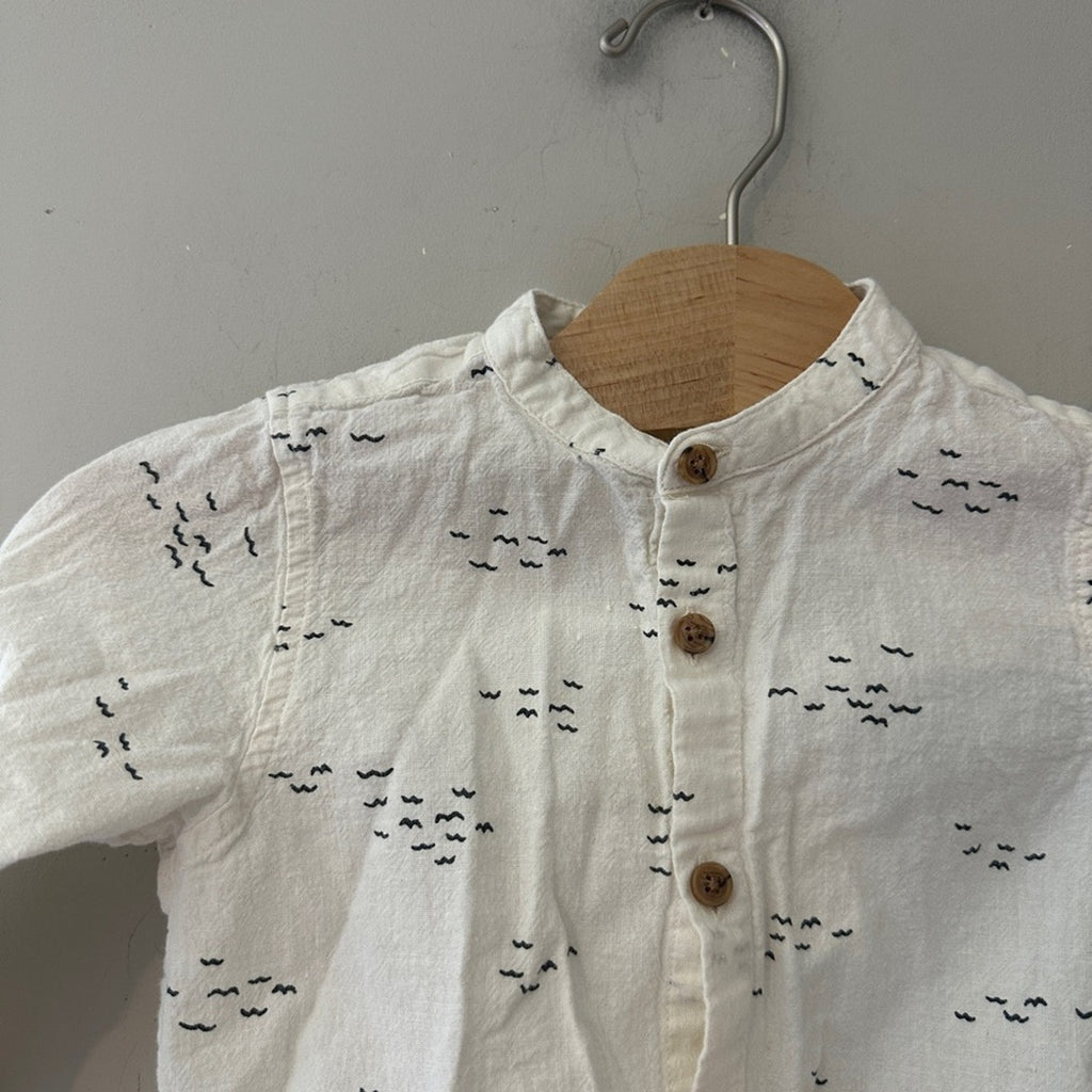 zara boys' linen waves / bird top 12-18M