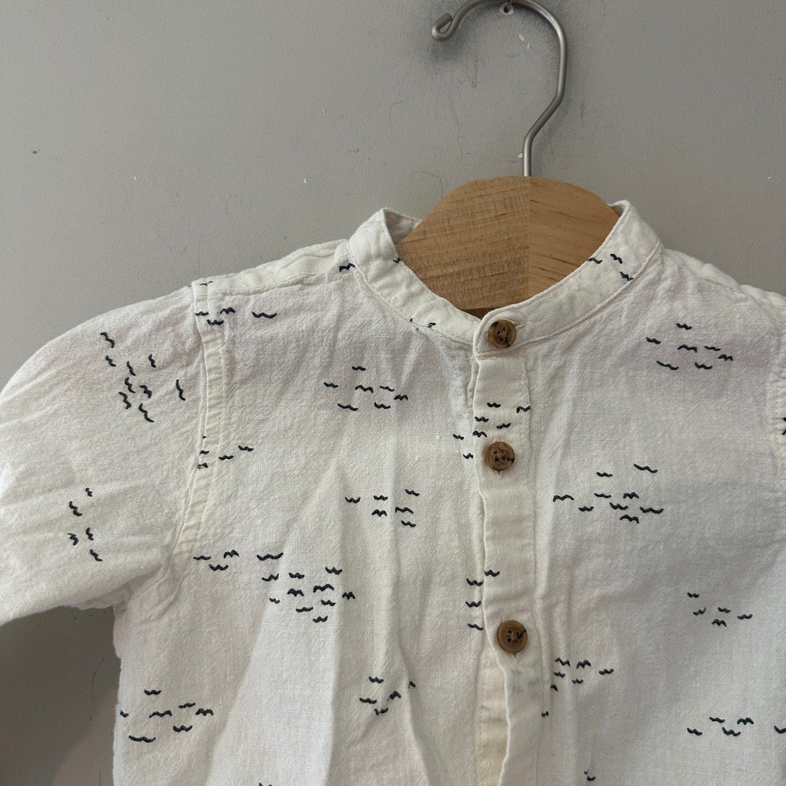 zara boys' linen waves / bird top 12-18M