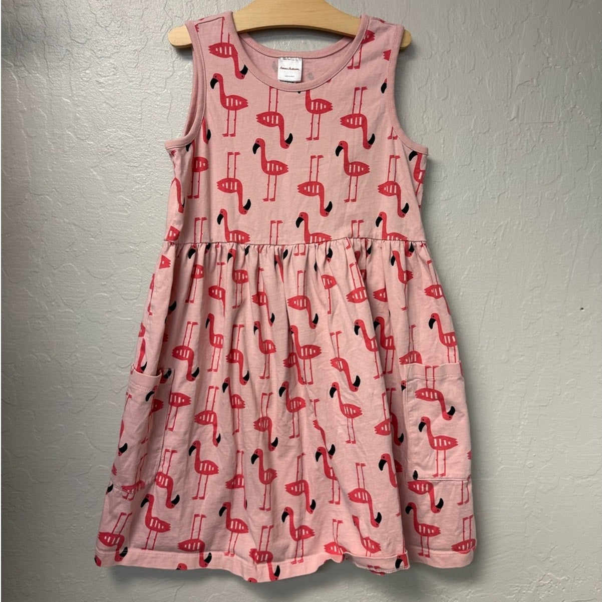 hanna andersson pink flamingo dress 10Y
