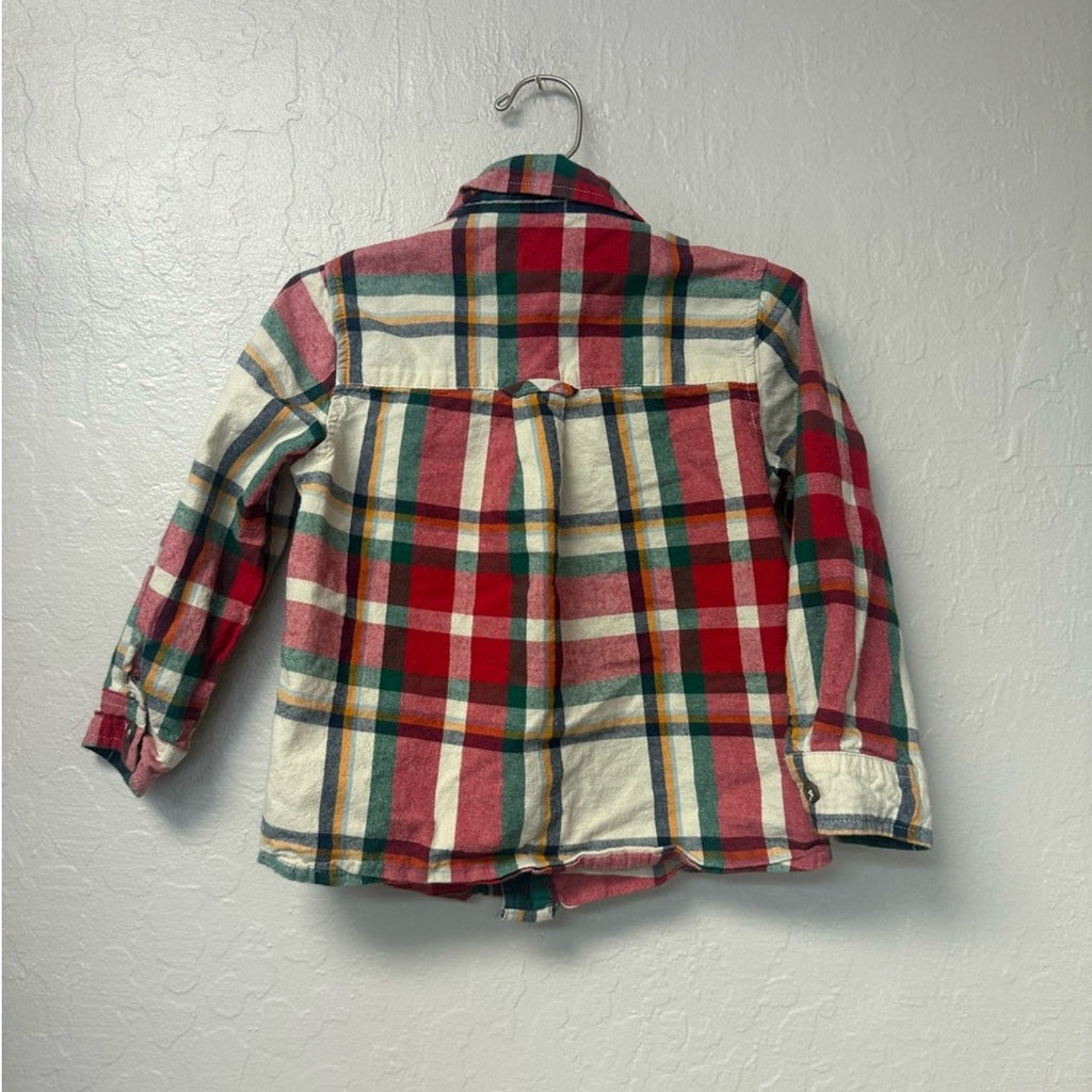 blue rooster boys’ plaid button-down shirt 4Y
