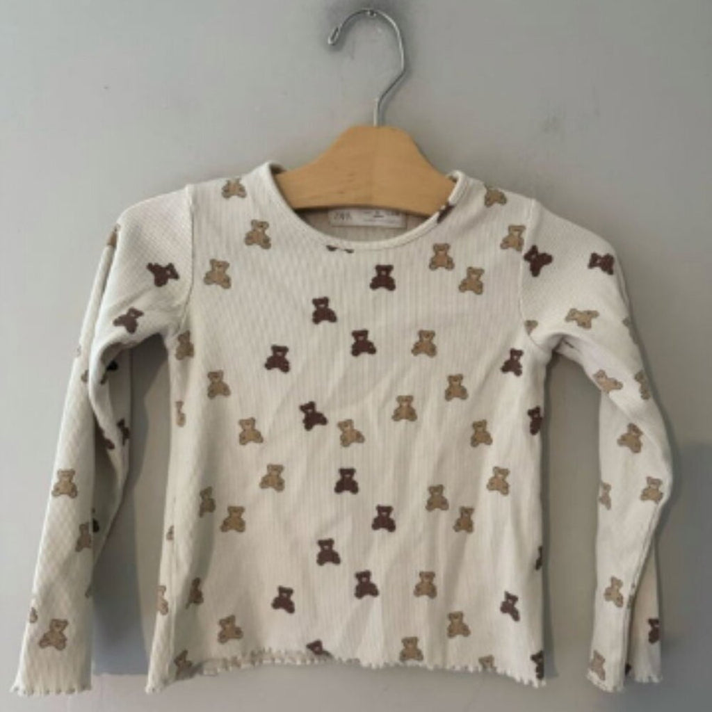 zara girls' cream teddy bear top 5Y