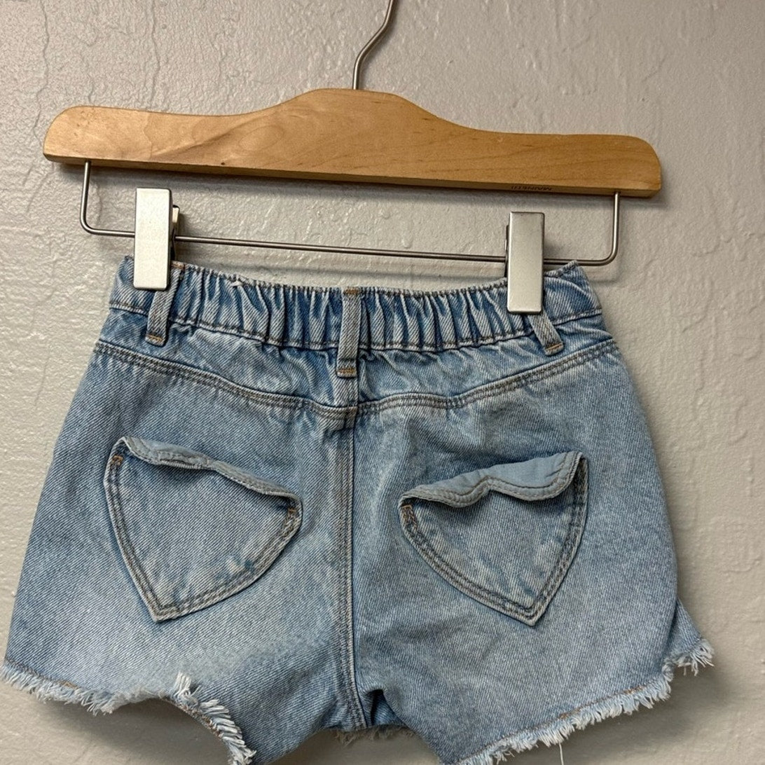 zara girls' heart denim shorts 4Y