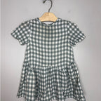 zara gingham dress green 3-4Y