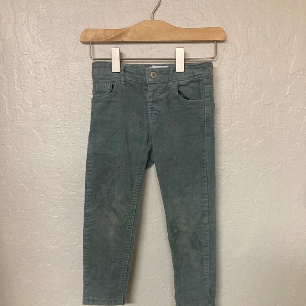 zara girls' blue-green pants 3-4Y