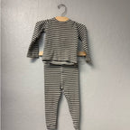quincy mae cream and brown stripe matching set 2-3Y
