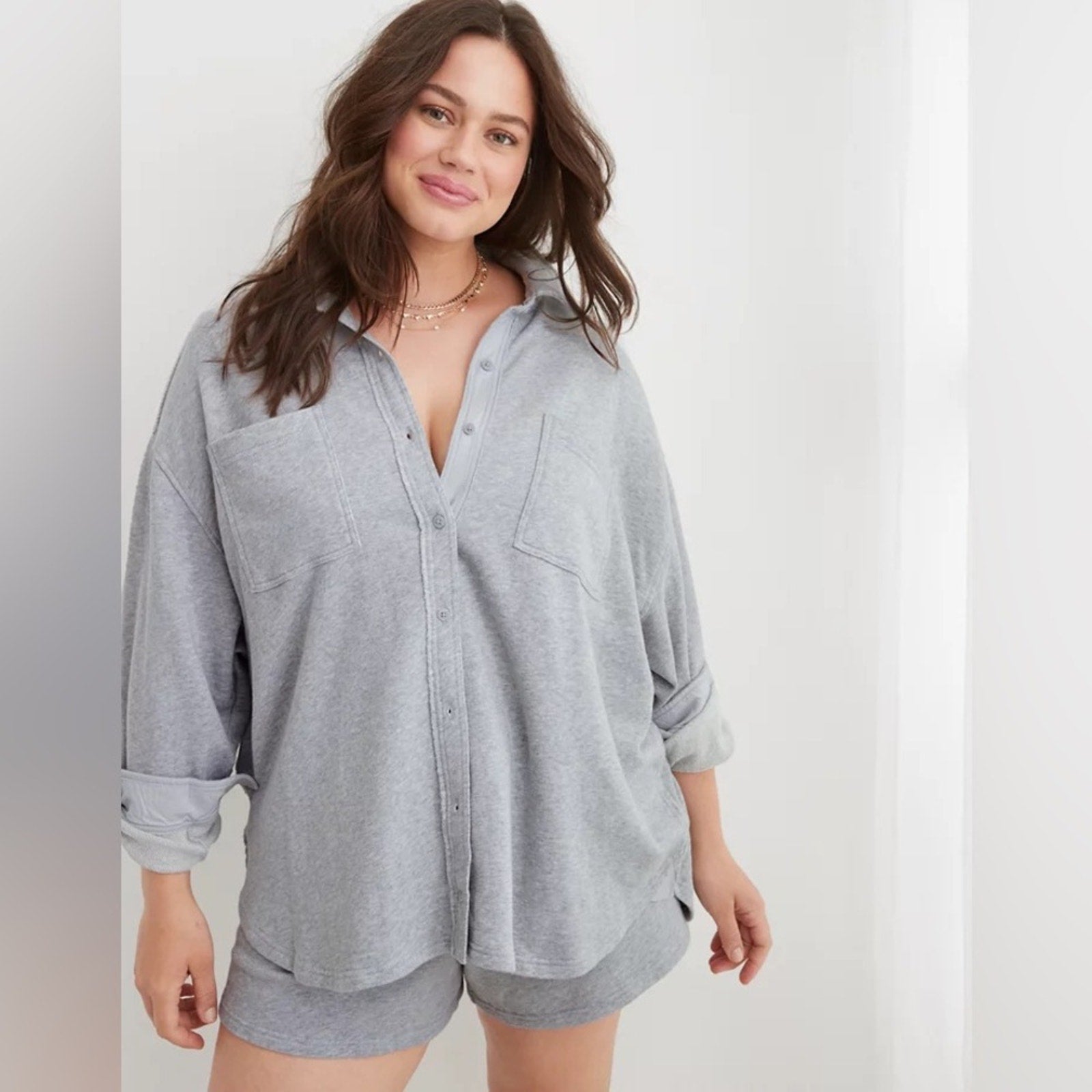 aerie gray shacket LARGE