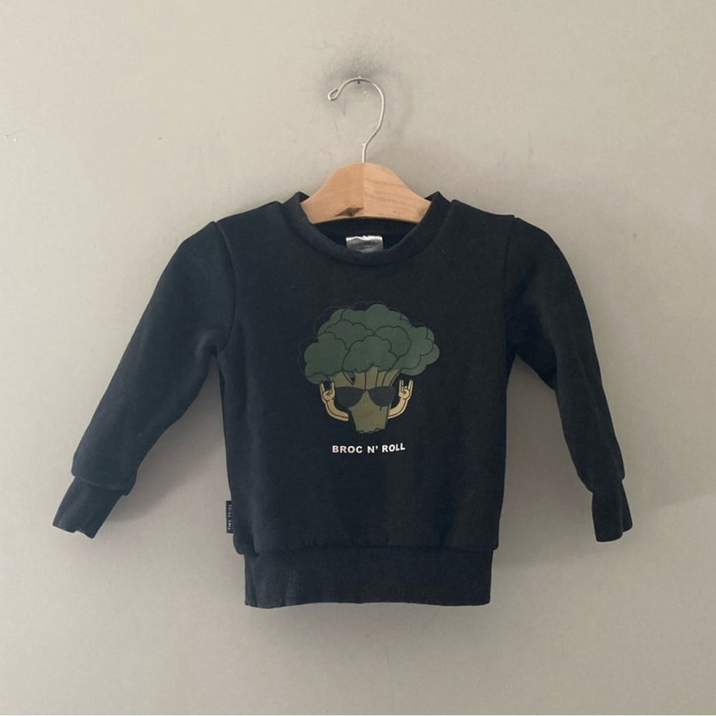 tiny tribe broccoli sweatshirt 3Y