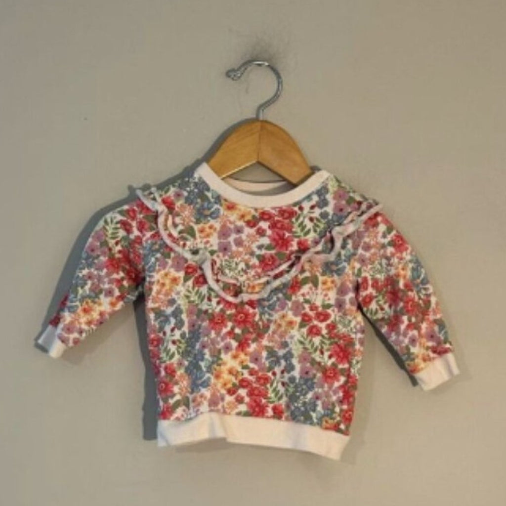 h&m cream floral sweatshirt 6M
