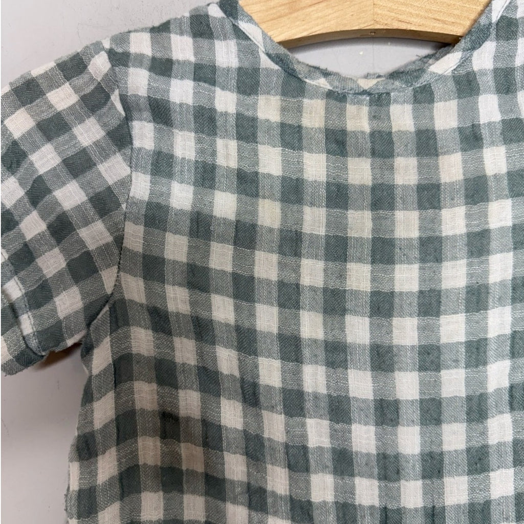 zara gingham dress green 3-4Y