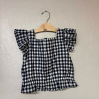 janie and jack navy white gingham top 6Y