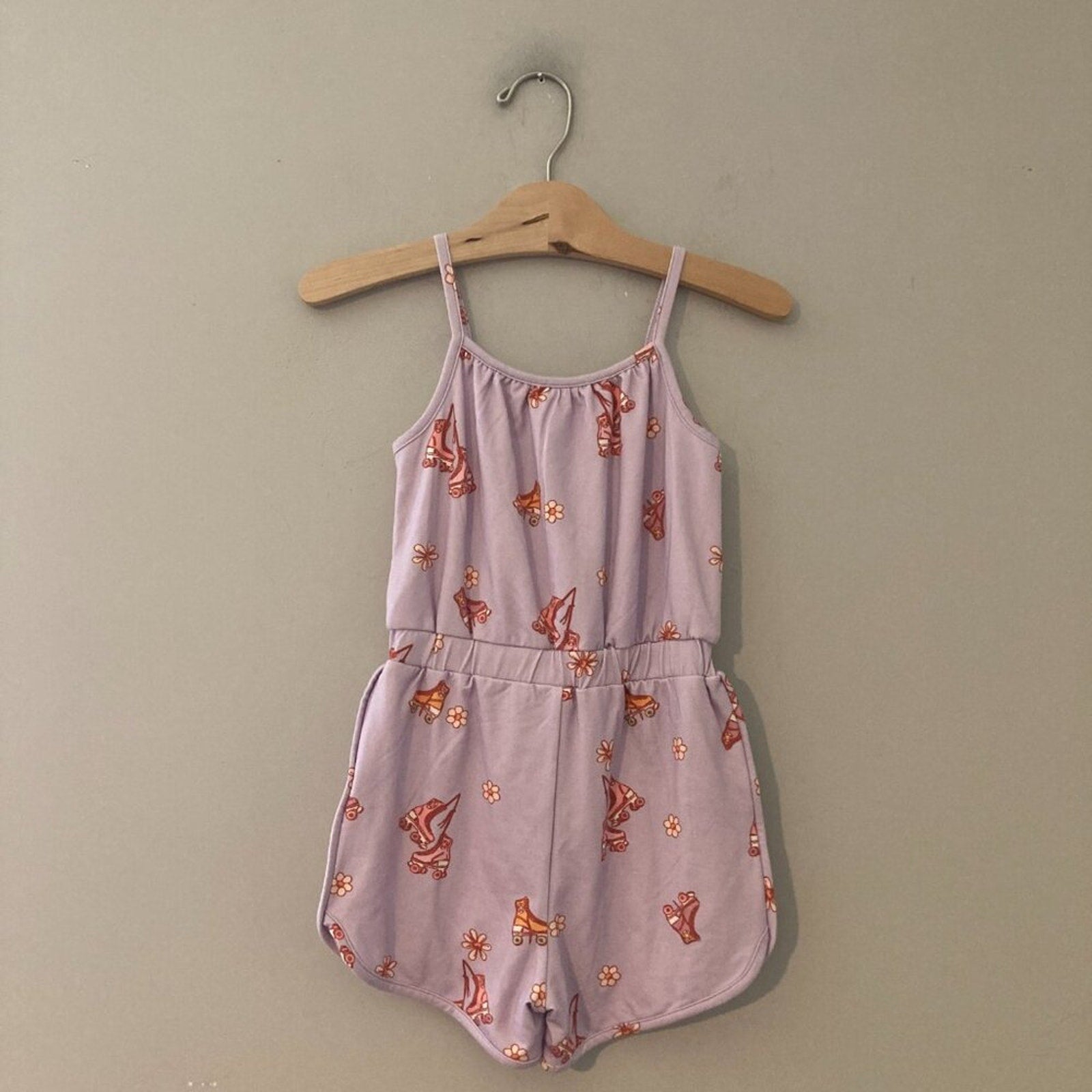 bird & bean purple rollerskate romper 4Y