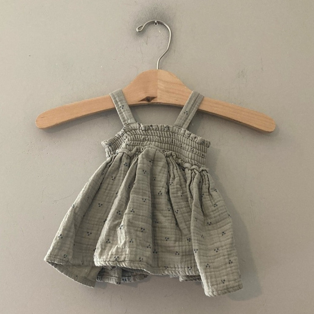 quincy mae green muslin dress 3-6M
