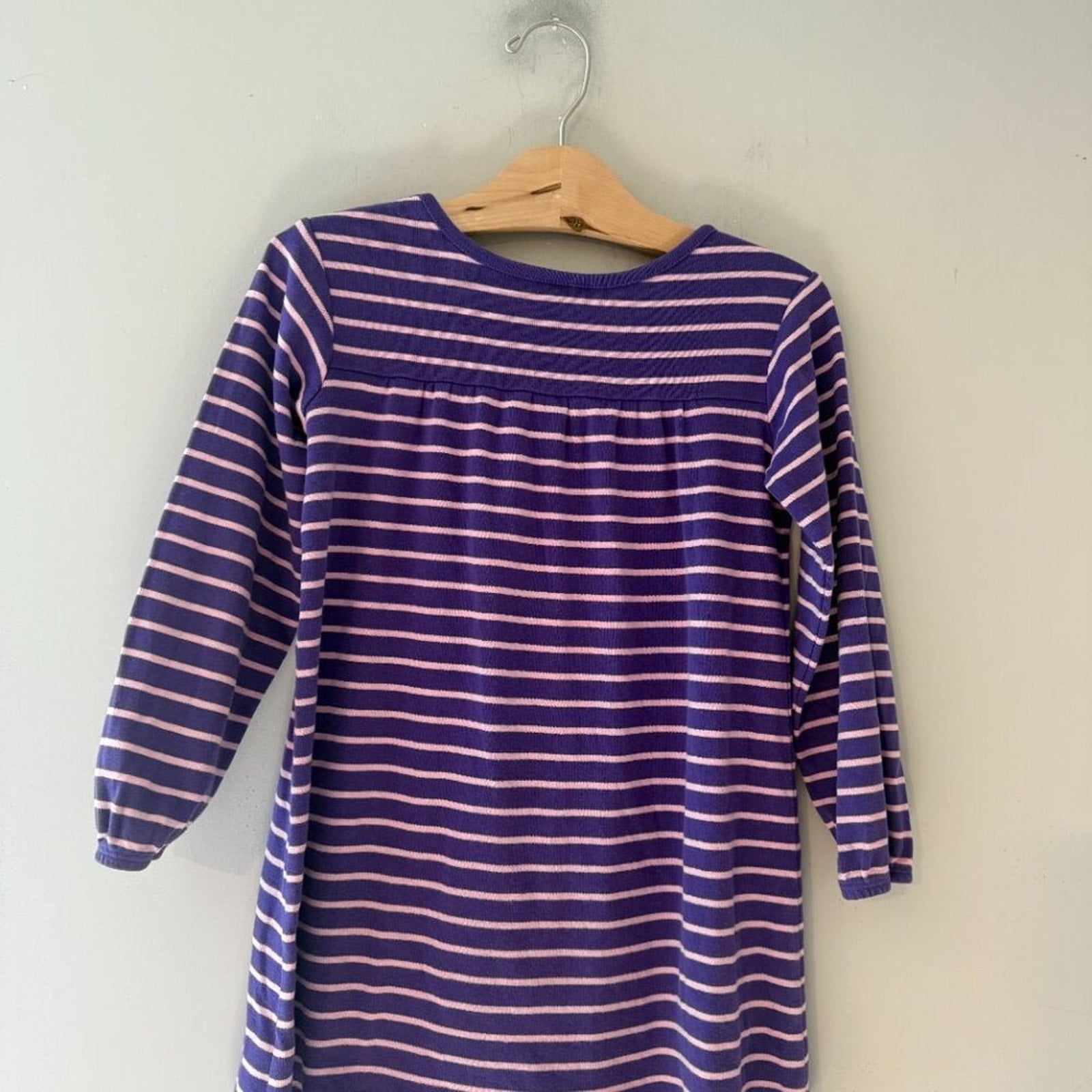 hanna andersson purple striped dress 5Y