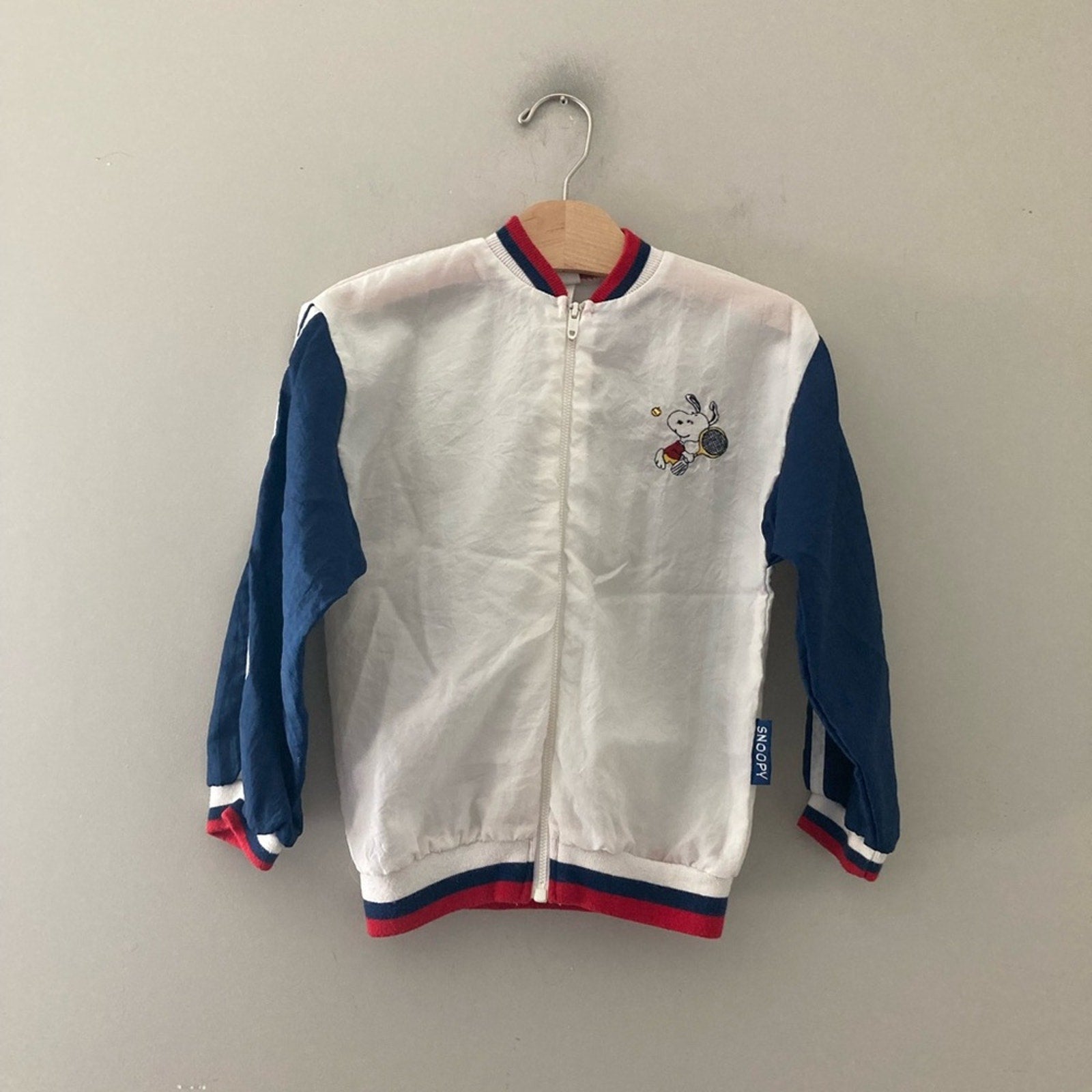 vintage white peanuts windbreaker jacket 6Y