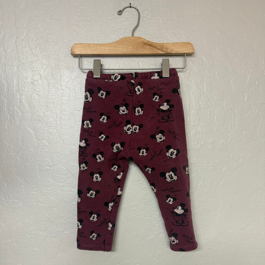 zara maroon mickey mouse sweatpants 18-24M
