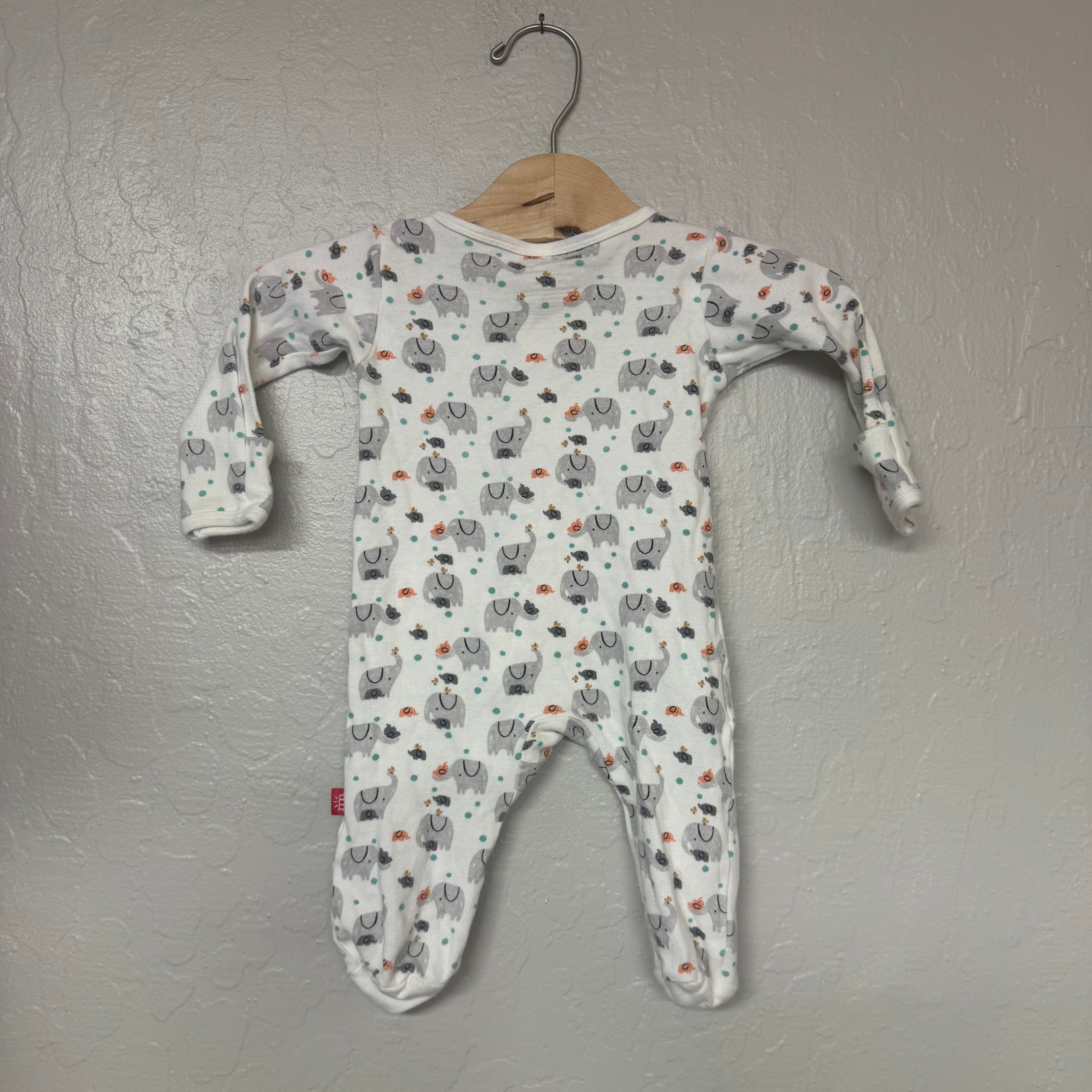 magnetic me elephant print footie 0-3M