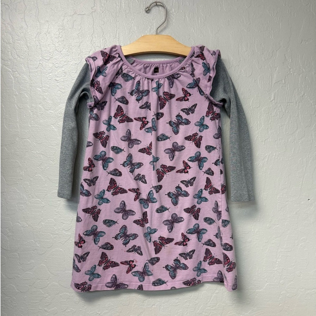 tea collection purple butterflies long-sleeve dress 6Y