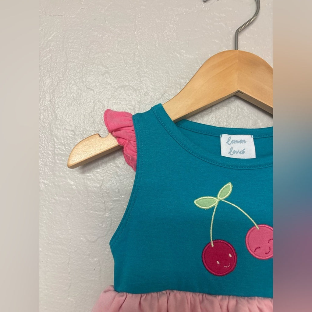 lemon loves layette cherry romper 3-6M