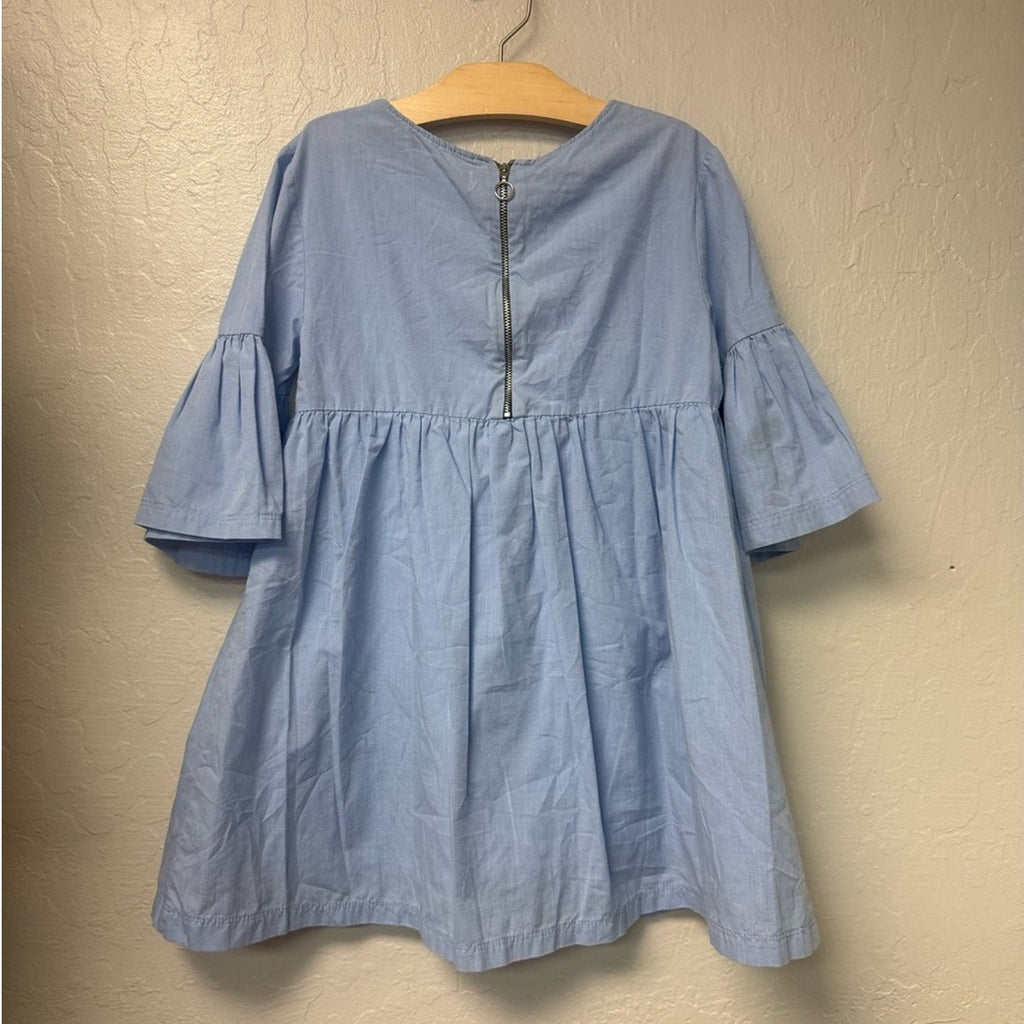 zara blue dress balloon sleeves 9-10Y