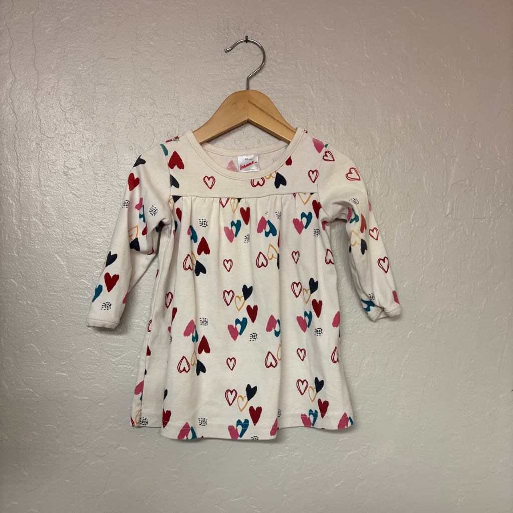hanna andersson cream dress hearts 18-24M