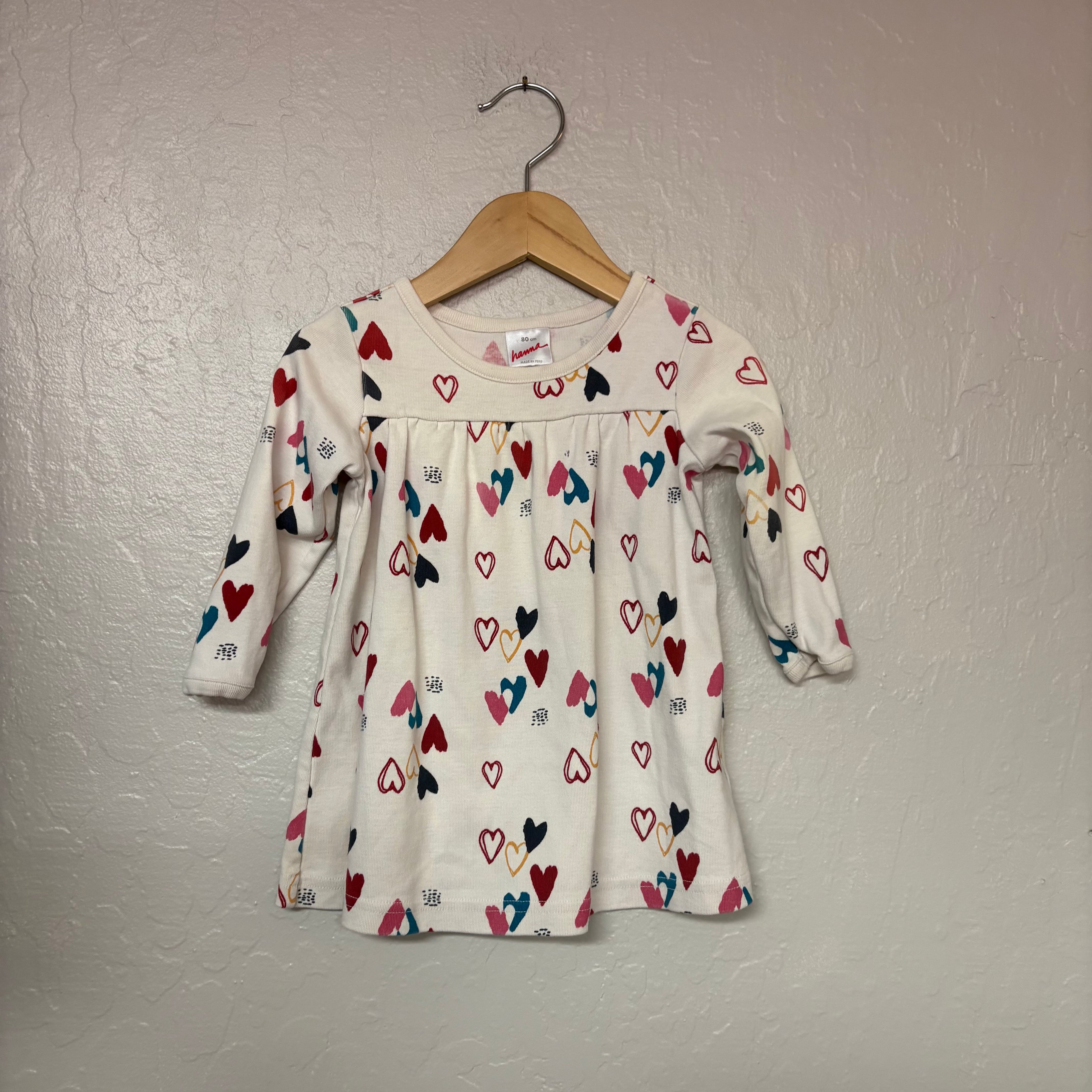 hanna andersson cream dress hearts 18-24M