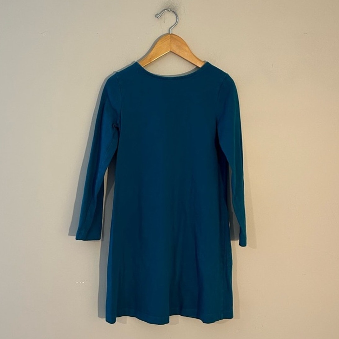 hanna andersson blue dress unicorn pockets 6-7Y