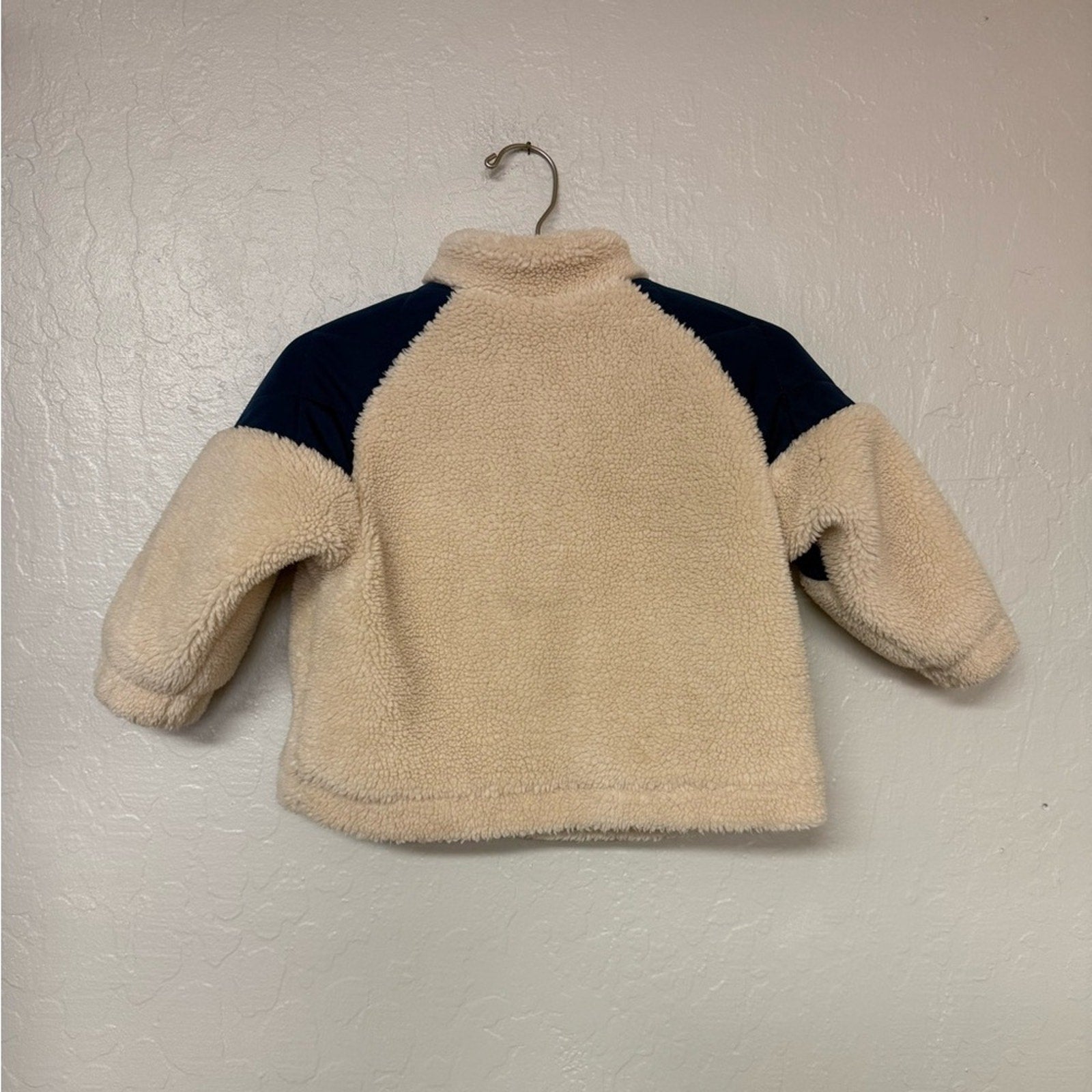 zara boys' cream navy fleece jacket 18-24M