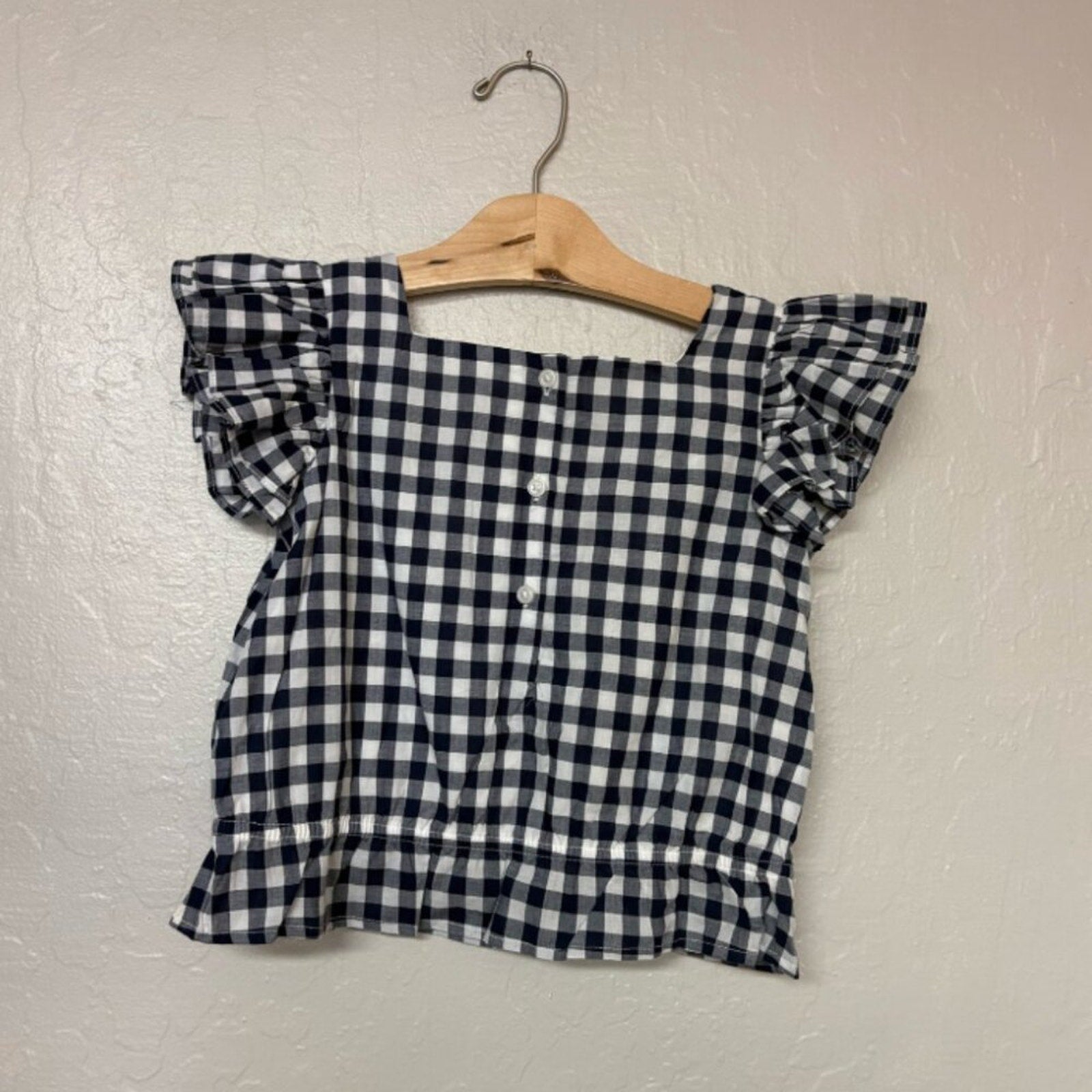 janie and jack navy white gingham top 6Y