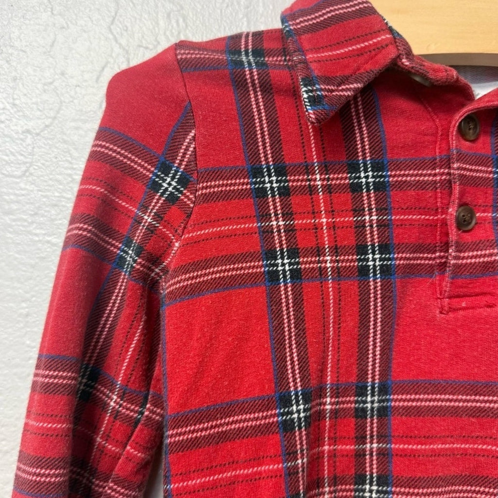 little sleepies boys’ red plaid pullover 18-24M