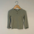h&m ribbed green henley top 3T