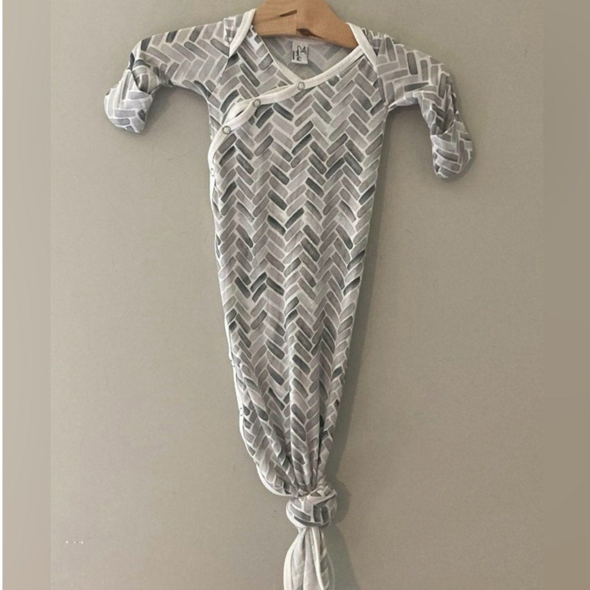 copper pearl knotted gown gray print newborn