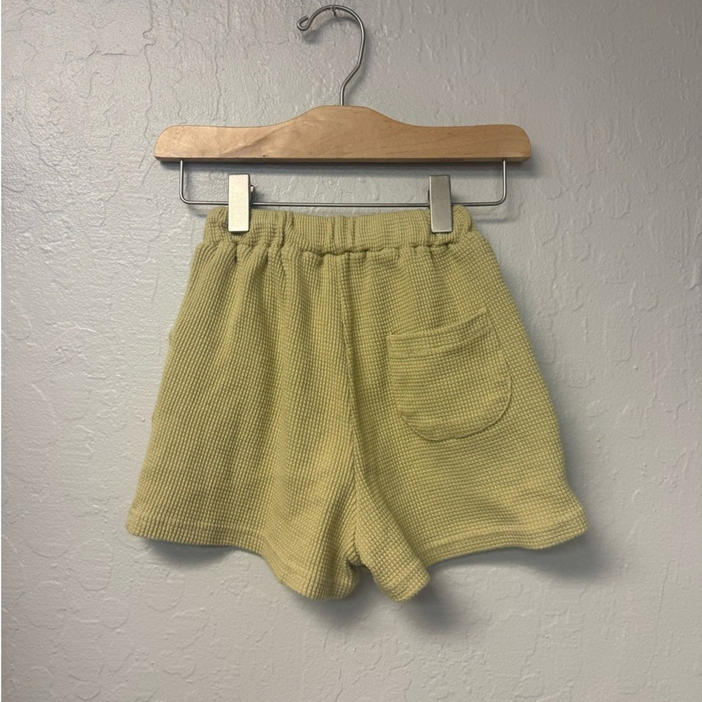 junie grey green neutral waffle shorts 3-4Y