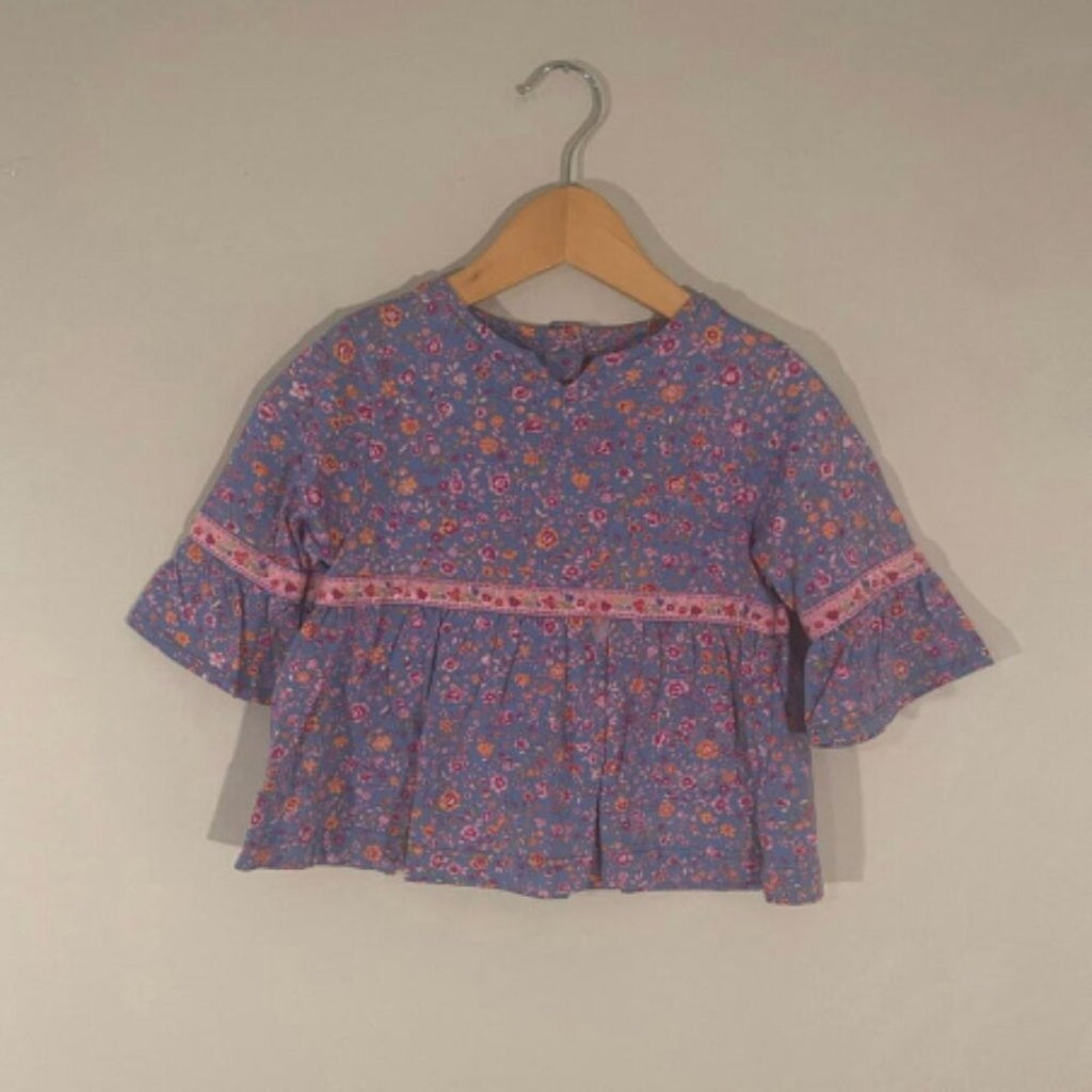 hanna andersson floral tunic blouse top 4T
