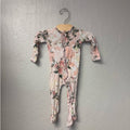 posh peanut bamboo pink floral footie 0-3M