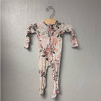 posh peanut bamboo pink floral footie 0-3M