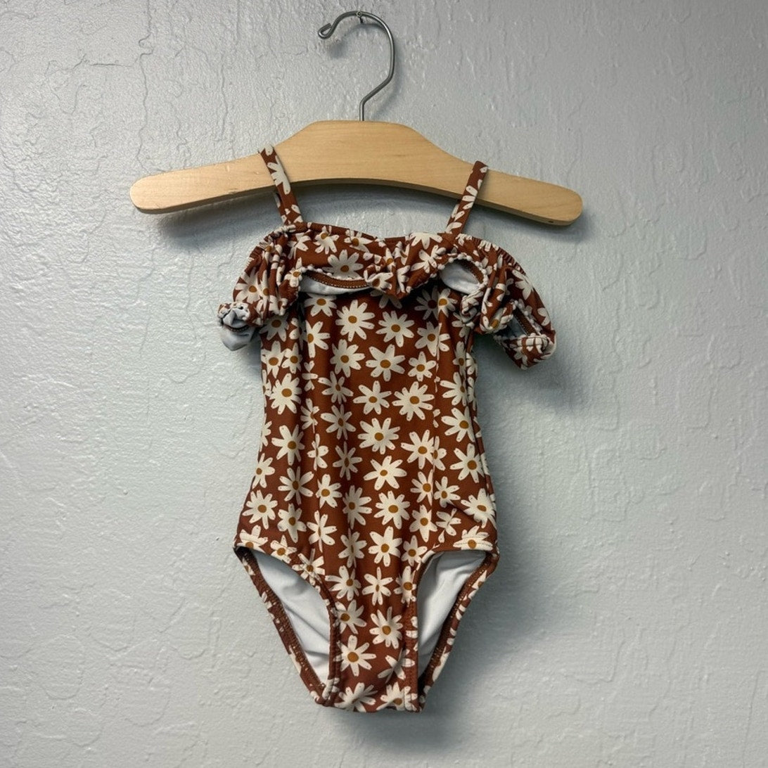 rylee + cru brown floral swimsuit 12-18M