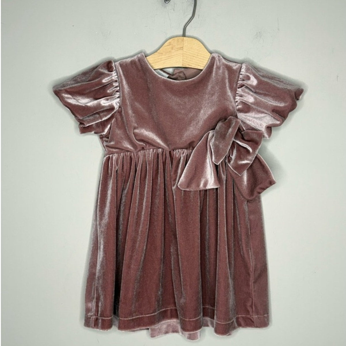 zara purple velvet dress with bow 3Y