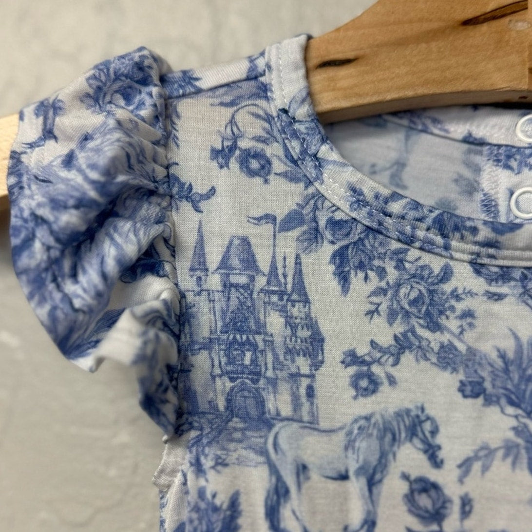 posh peanut girls' blue white toile