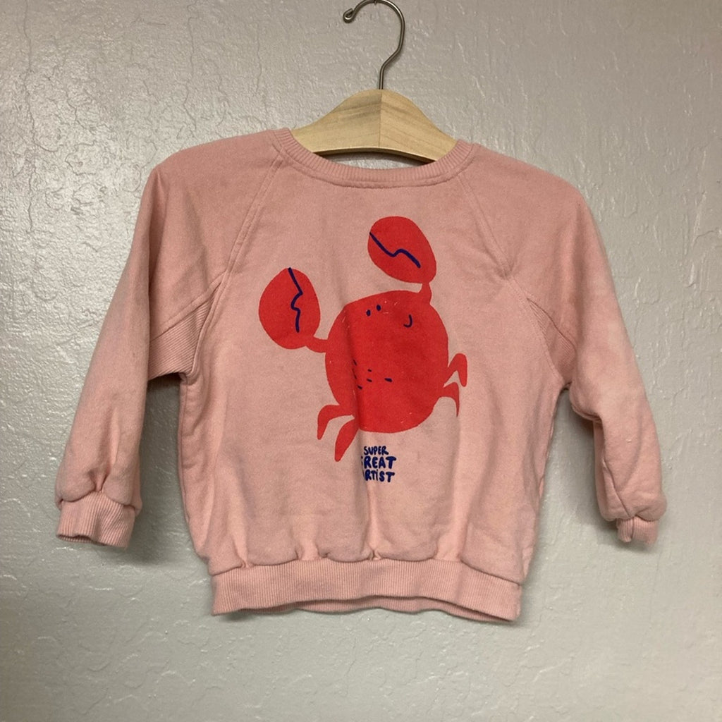 zara girls' pink crab sweatshirt 4Y